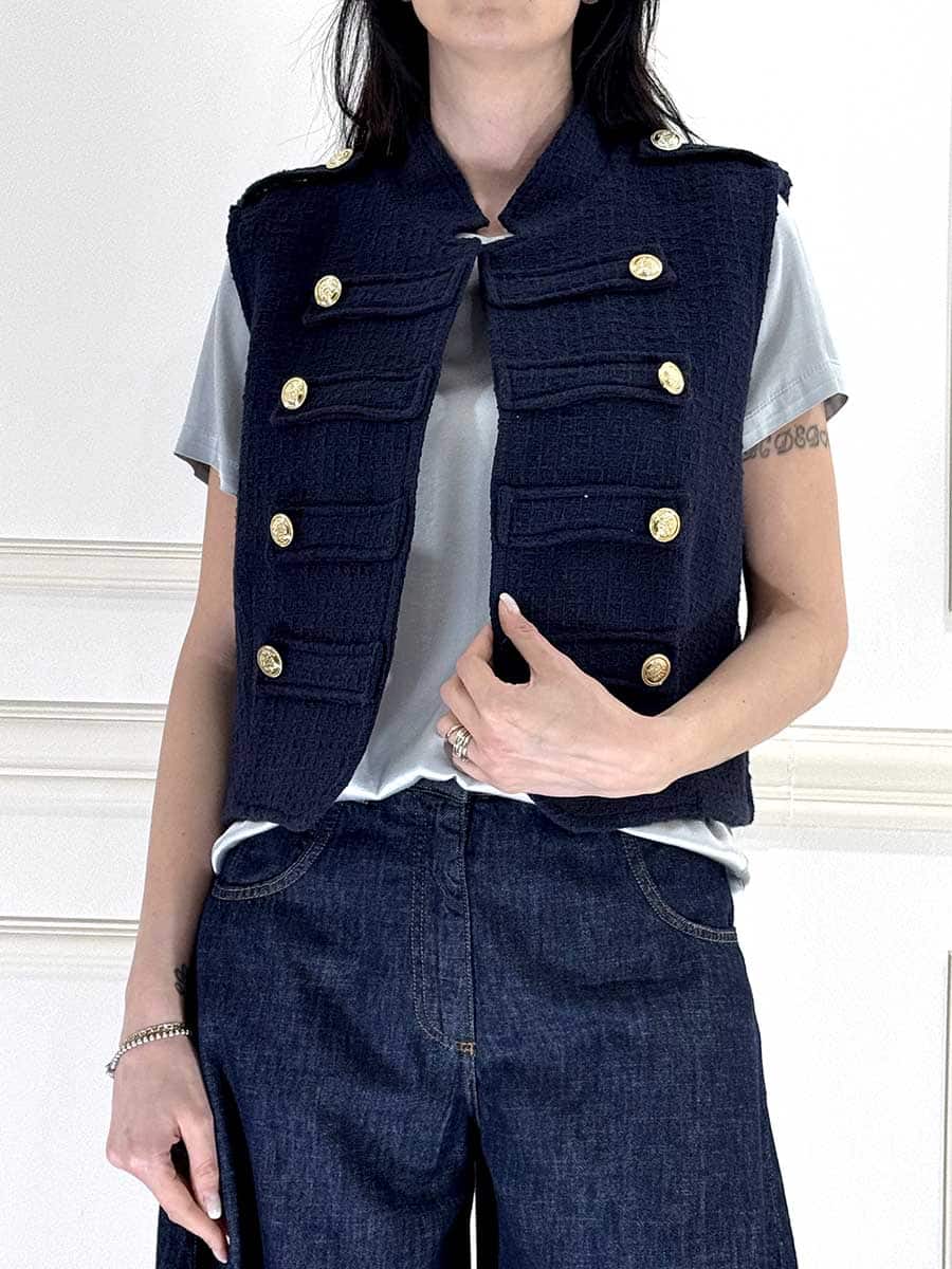 GILET CON BOTTONI  ART. 26D4557  - MOTEL - M, Blu