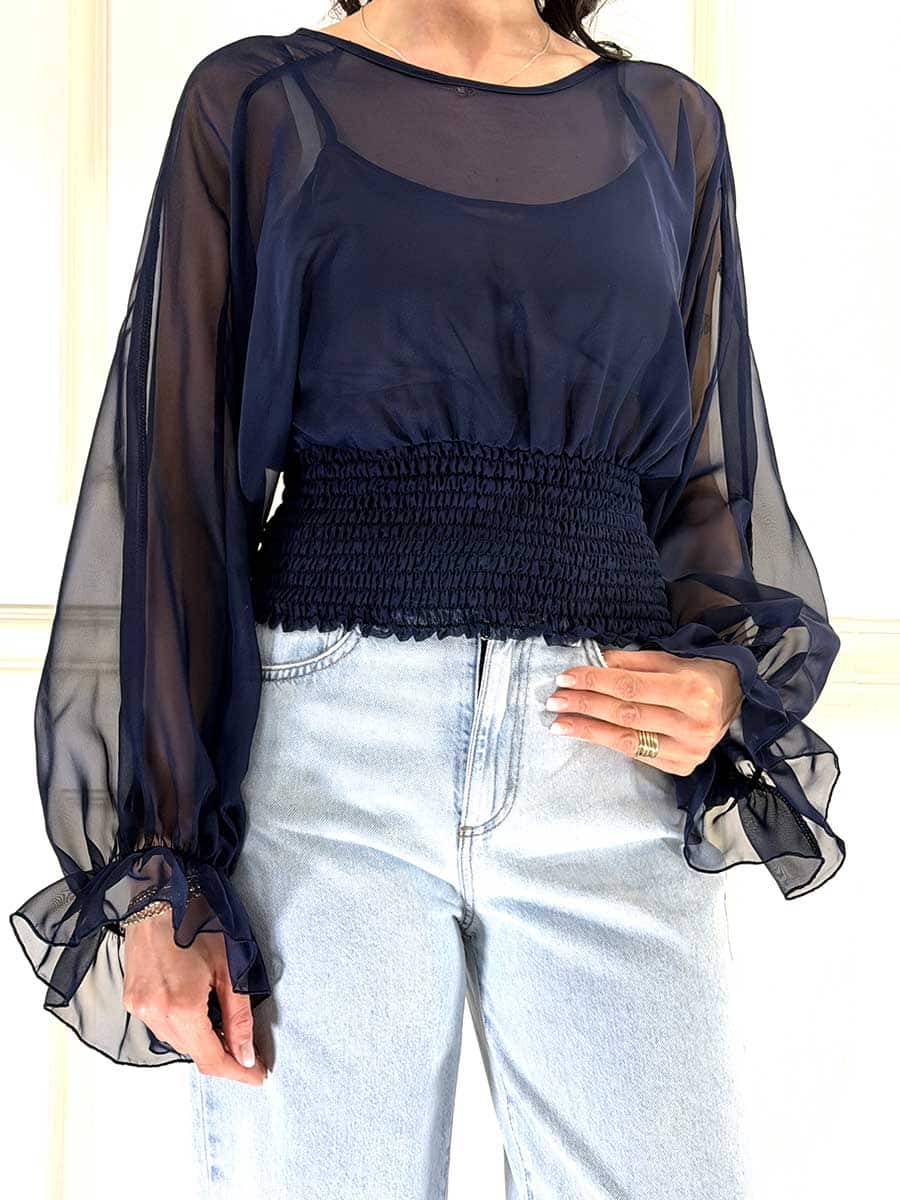 BLUSA VELATA ART. C50533AT - TENSIONE IN - Blu