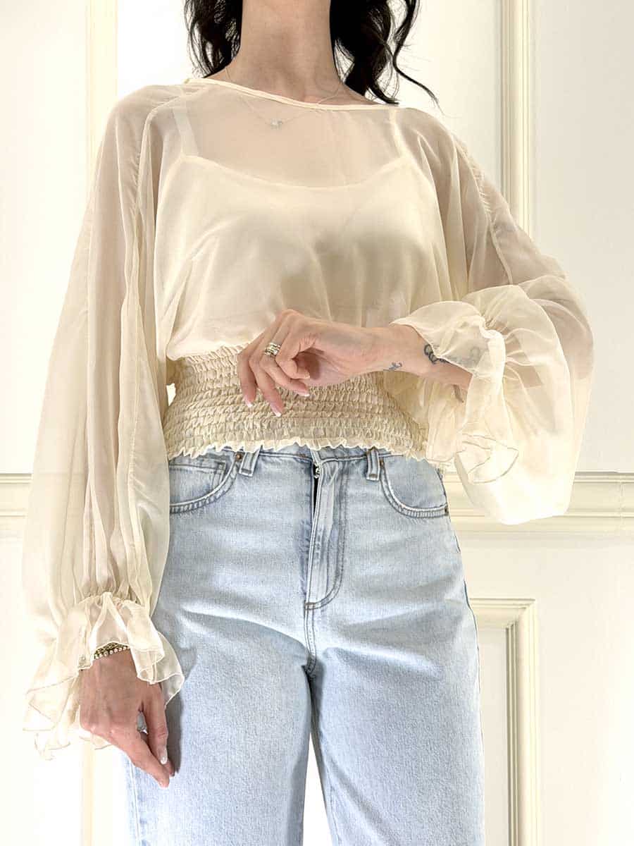 BLUSA VELATA ART. C50533AT - TENSIONE IN - BURRO