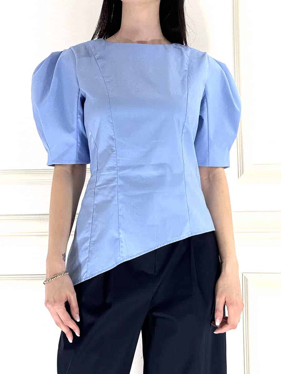 TOP MANICA A PALLONCINO ART. 39177 - TENSIONE IN - M, AZZURRO