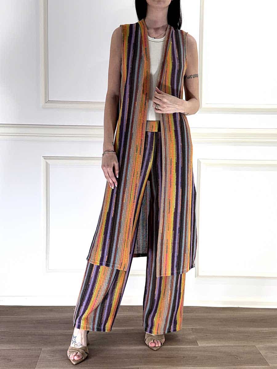 PANTALONE IN MAGLIA A RIGHE MULTICOLOR ART. T1486J1 - SUSY MIX