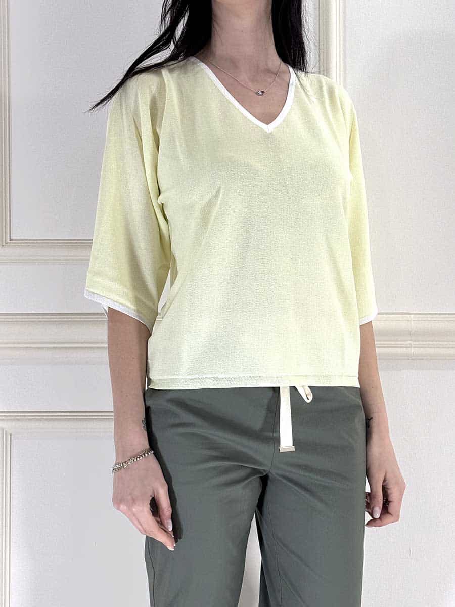 MAGLIA SCOLLO V ART. P6HMJ21A450 - MOTEL - GIALLO