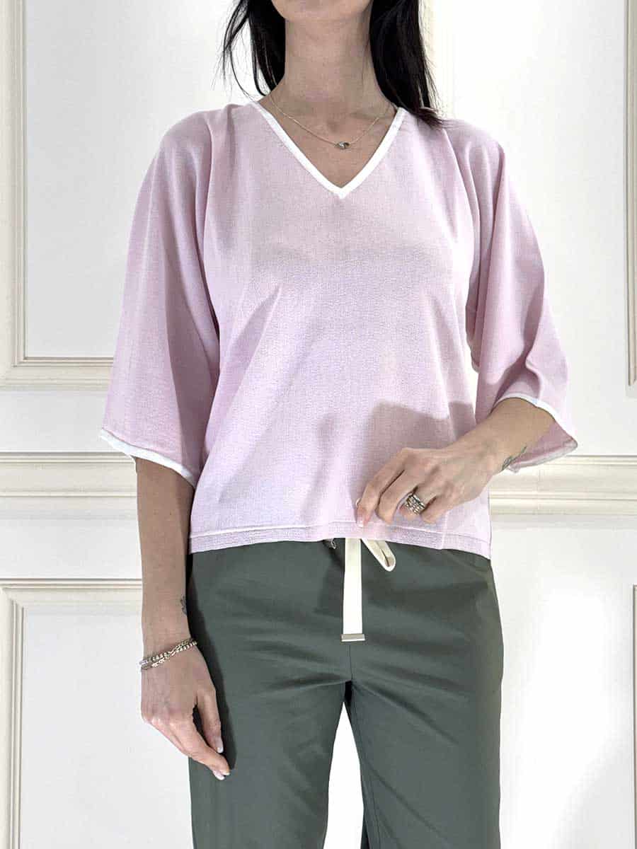 MAGLIA SCOLLO V ART. P6HMJ21A450 - MOTEL - ROSA