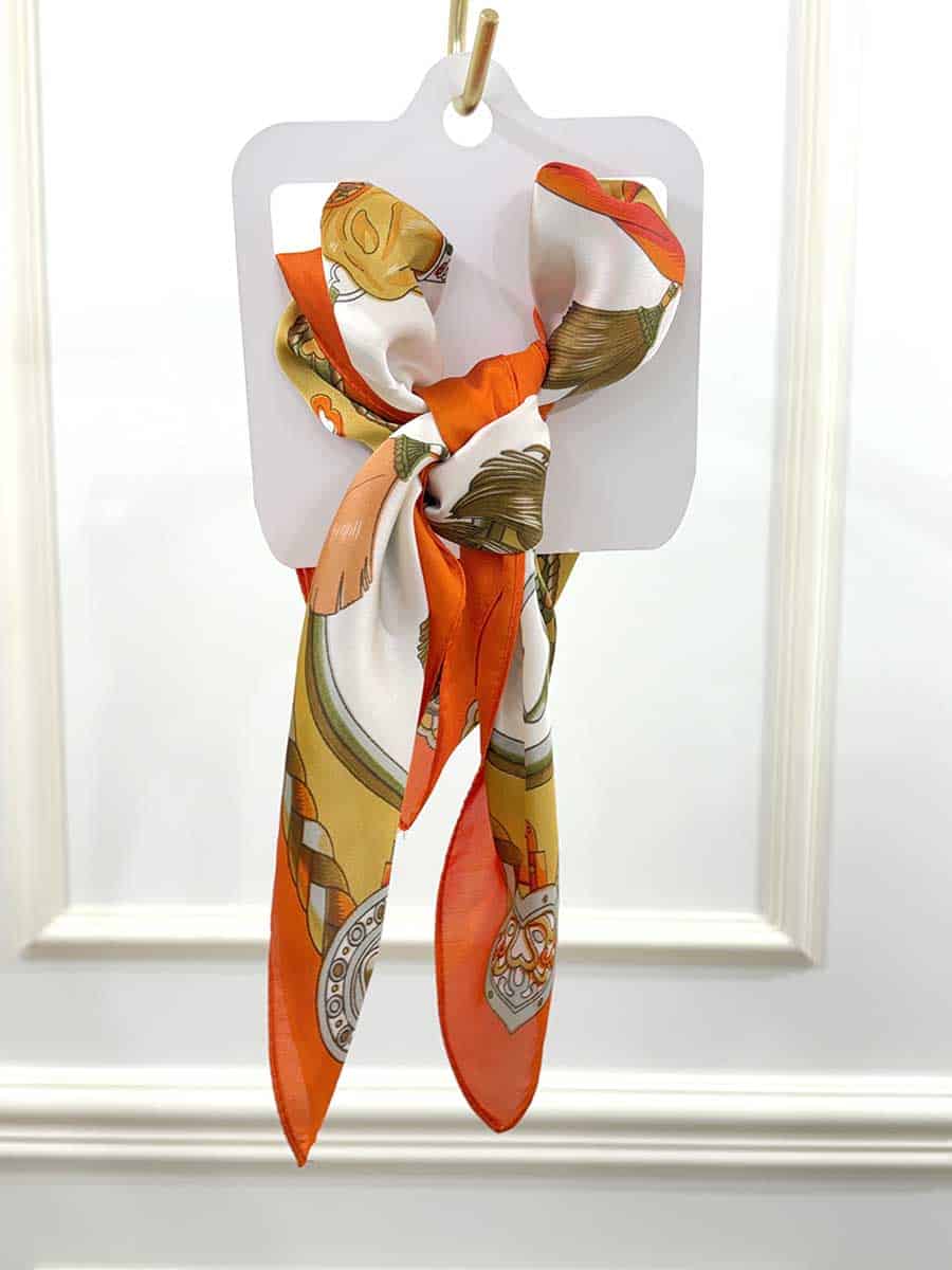 FOULARD SATINATO FANTASIA ART. 5889 - ARANCIO E OCRA