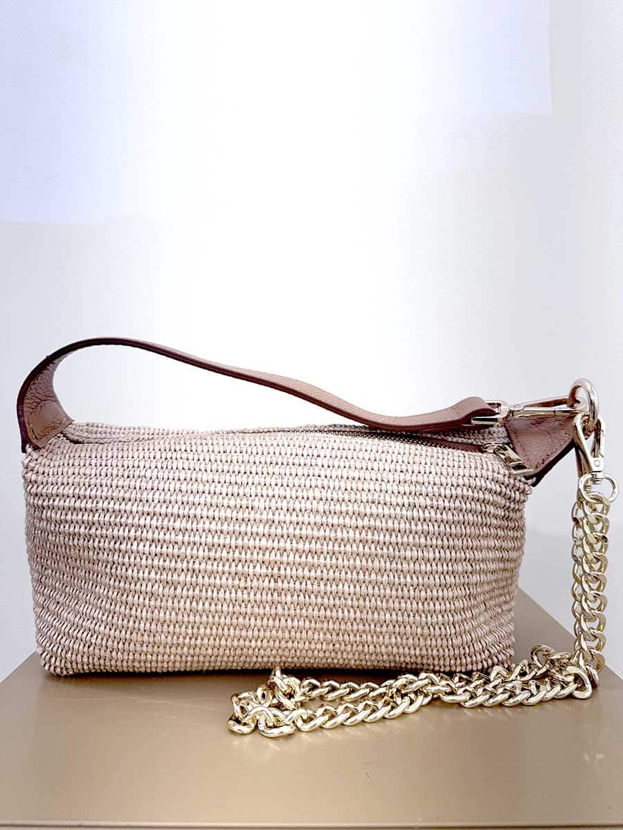 BORSA IN RAFIA CON INSERTI IN PELLE ART. 4936