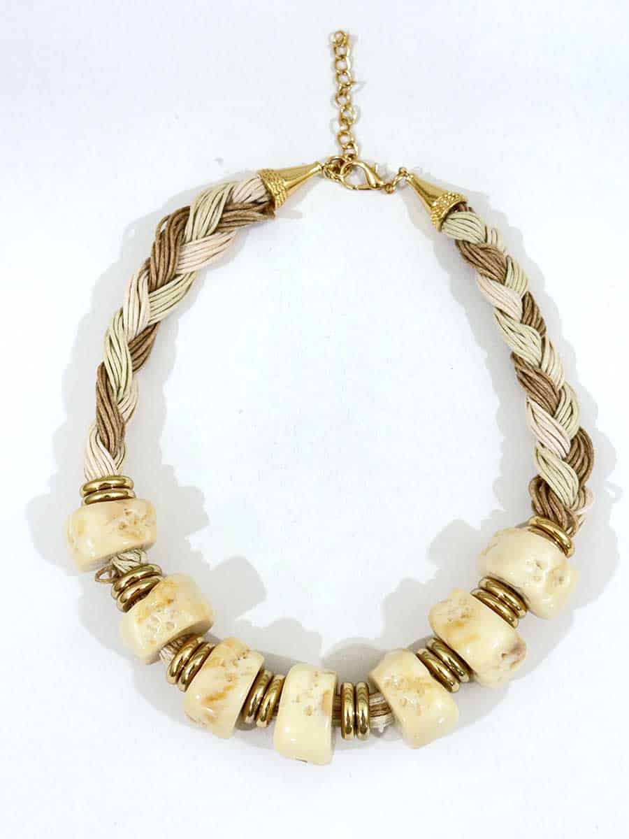 COLLANA INTRECCIATA BEIGE CON DETTAGLI AVORIO ART. 1544