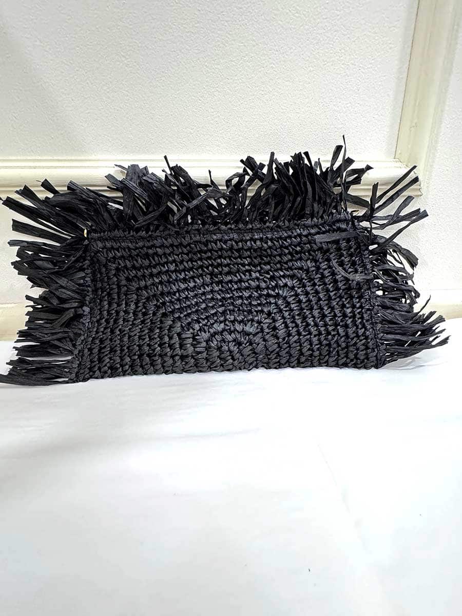 POCHETTE INTRECCIATA CON DETTAGLI SFRANGIATI ART. 4918 - NERO