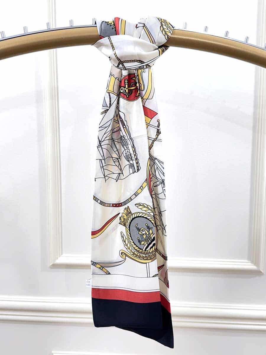 FOULARD TWILLY LUNGO CON FANTASIA ART. 5888 - ROSSO E BIANCO