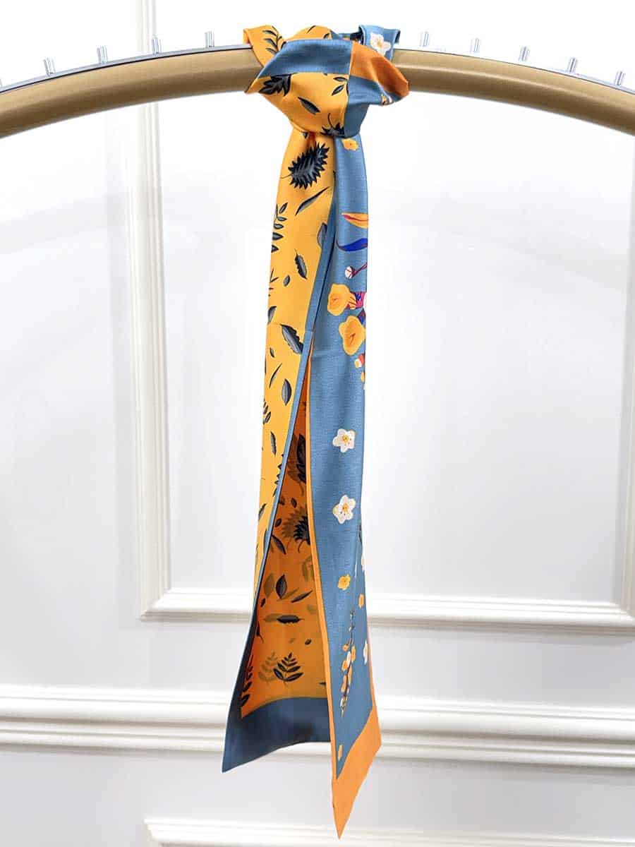 FOULARD TWILLY LUNGO CON FANTASIA ART. 5888 - ARANCIO E VERDE SALVIA