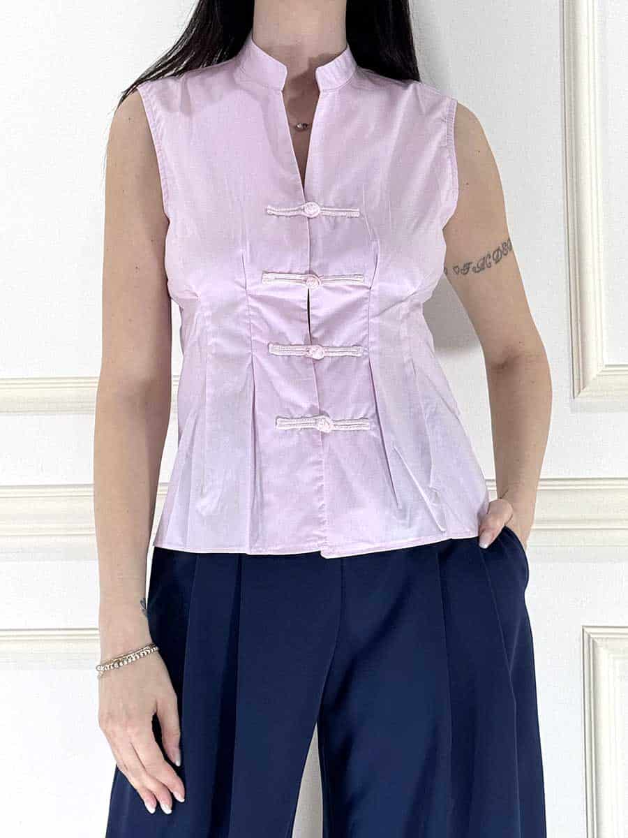 CAMICIA SMANICATA CON ALAMARI ART. Y1404E15 - SUSY MIX - M, ROSA