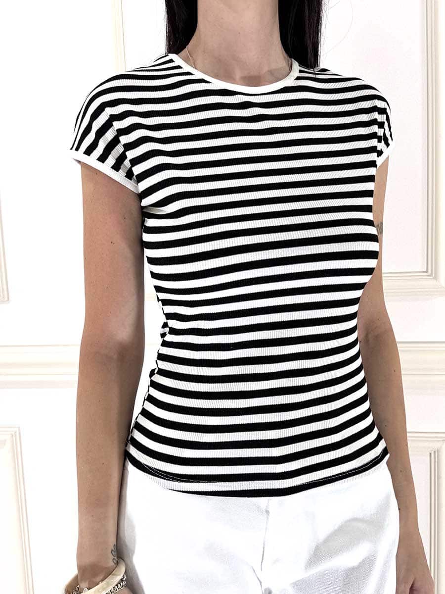 MAGLIA RIGHE ART. 1304J - MOTEL - BIANCO/NERO