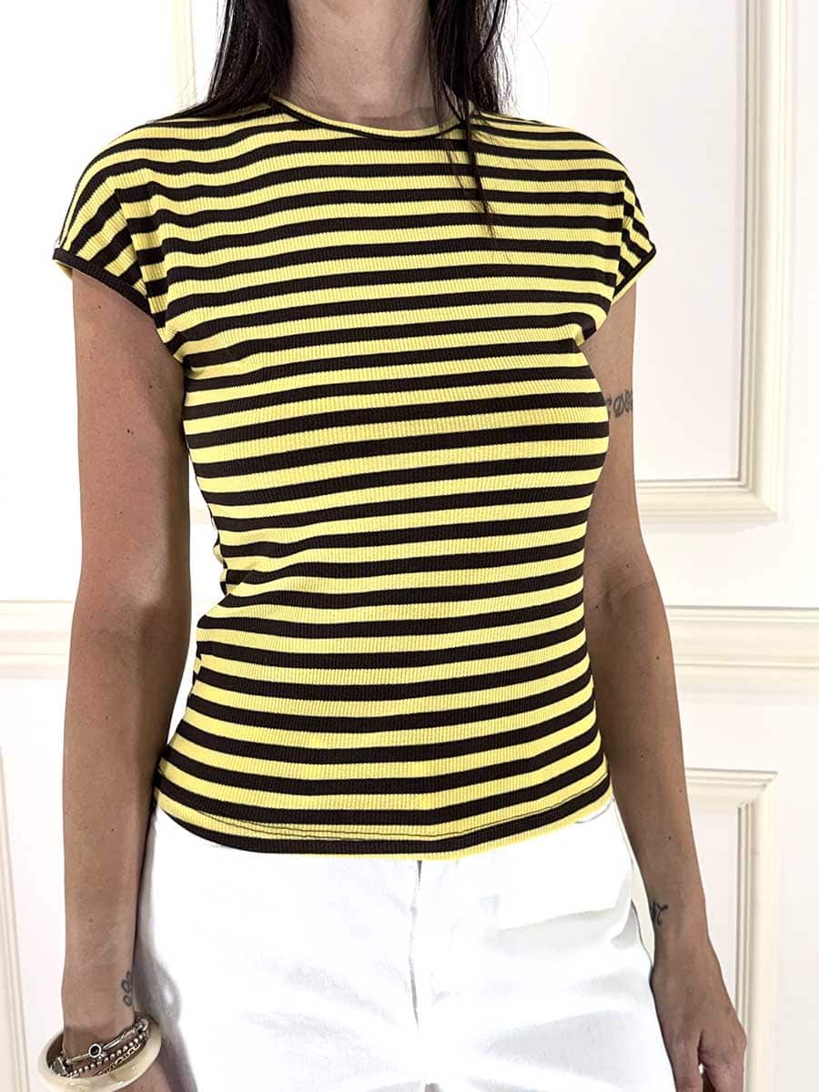MAGLIA RIGHE ART. 1304J - MOTEL - giallo/moro