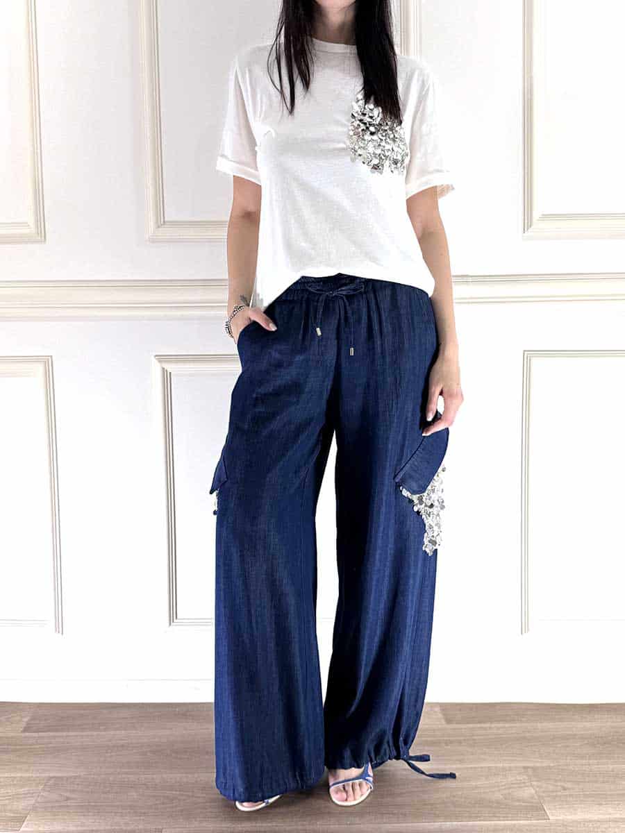 JEANS CHAMBRAY CON PAILLETTES ART. S26PD98 - MOTEL