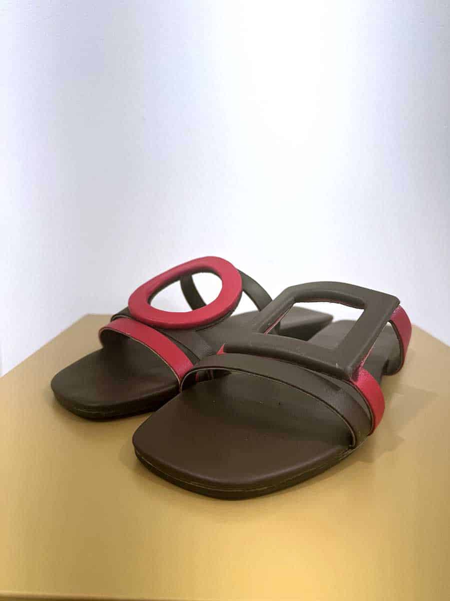 CIABATTA GEOMETRICA ART. E095 - ROSSO/MORO  - DIVINE FOLLIE - 40