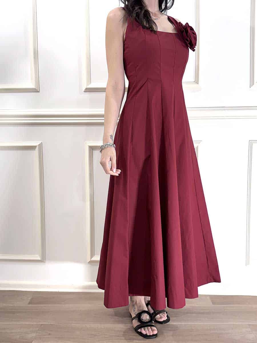 ABITO IN COTONE CON FIORE ART. A50844MO - MOTEL - rosso india, M