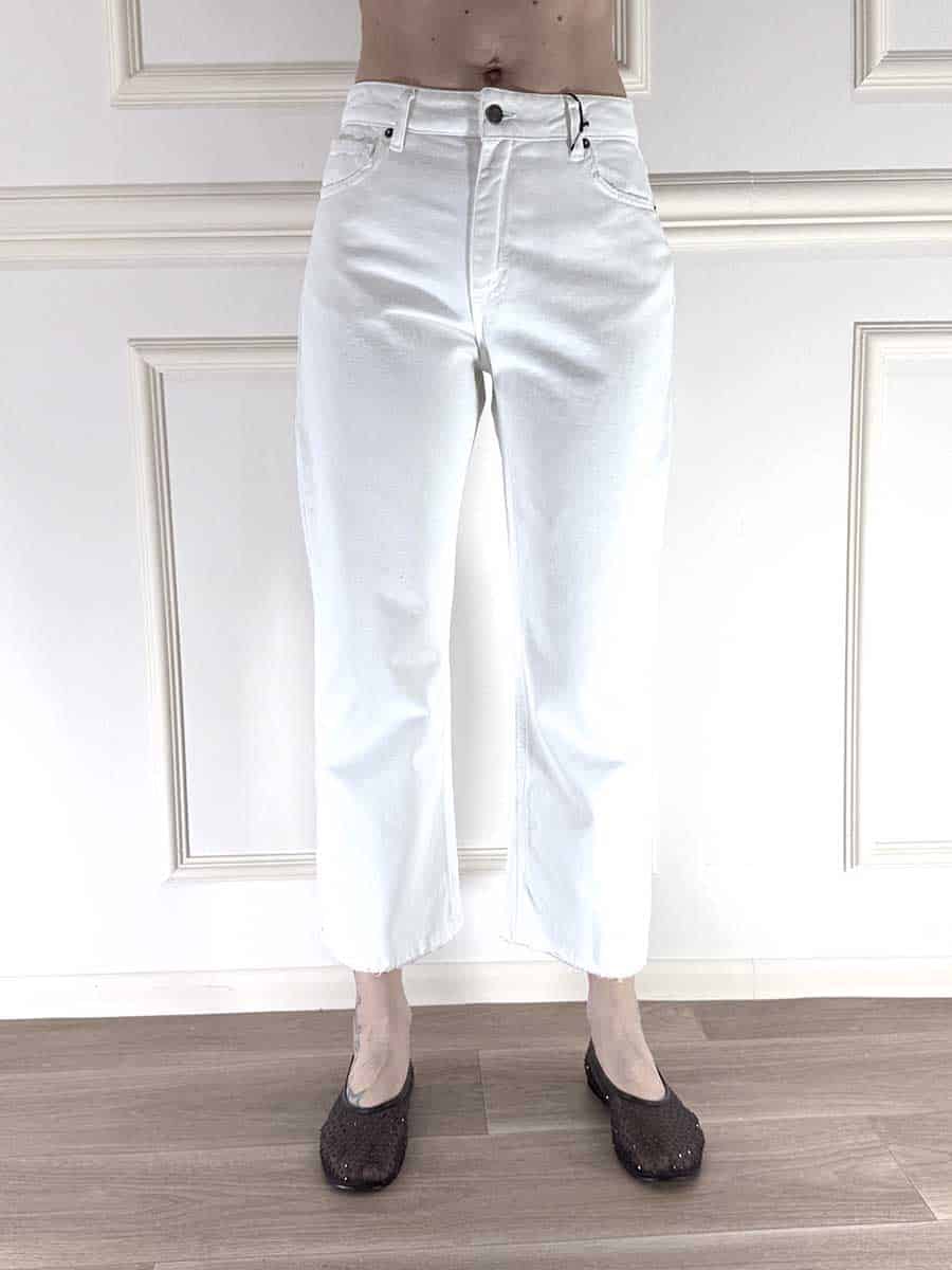 JEANS CROP ART. TOM - PAINT - TENSIONE IN - BIANCO, XS