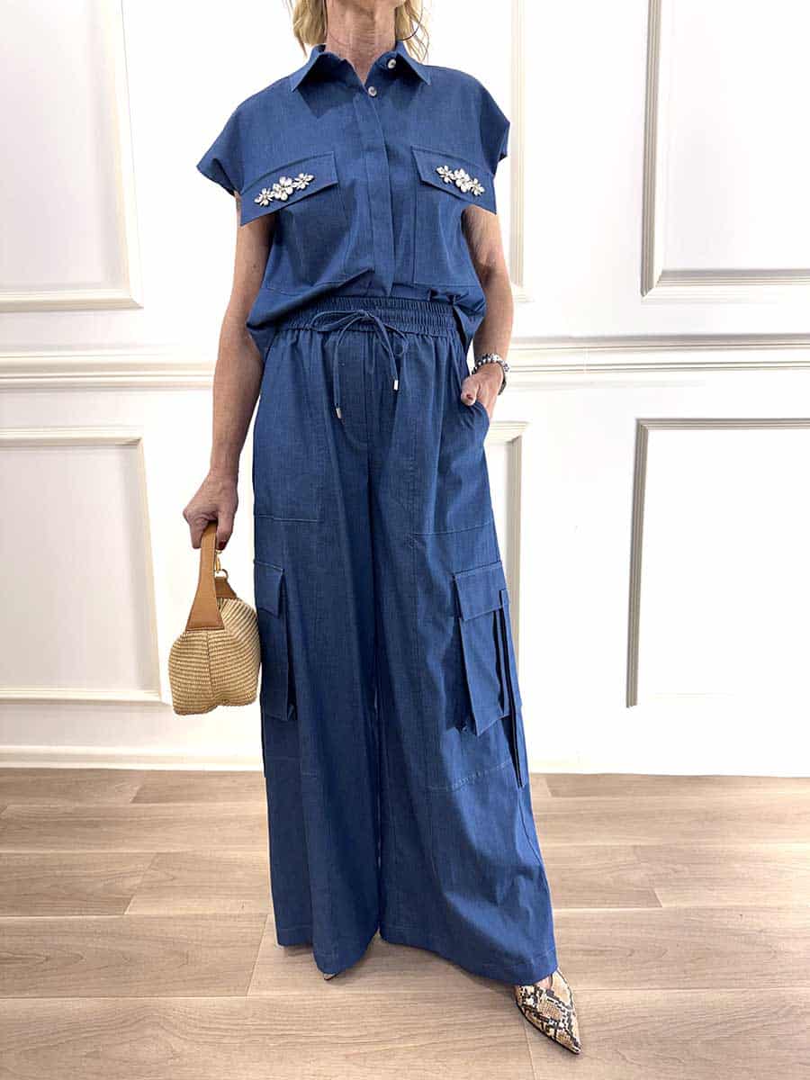 PANTALONE CARGO CHAMBRAY ART. 26P5090 - TENSIONE IN