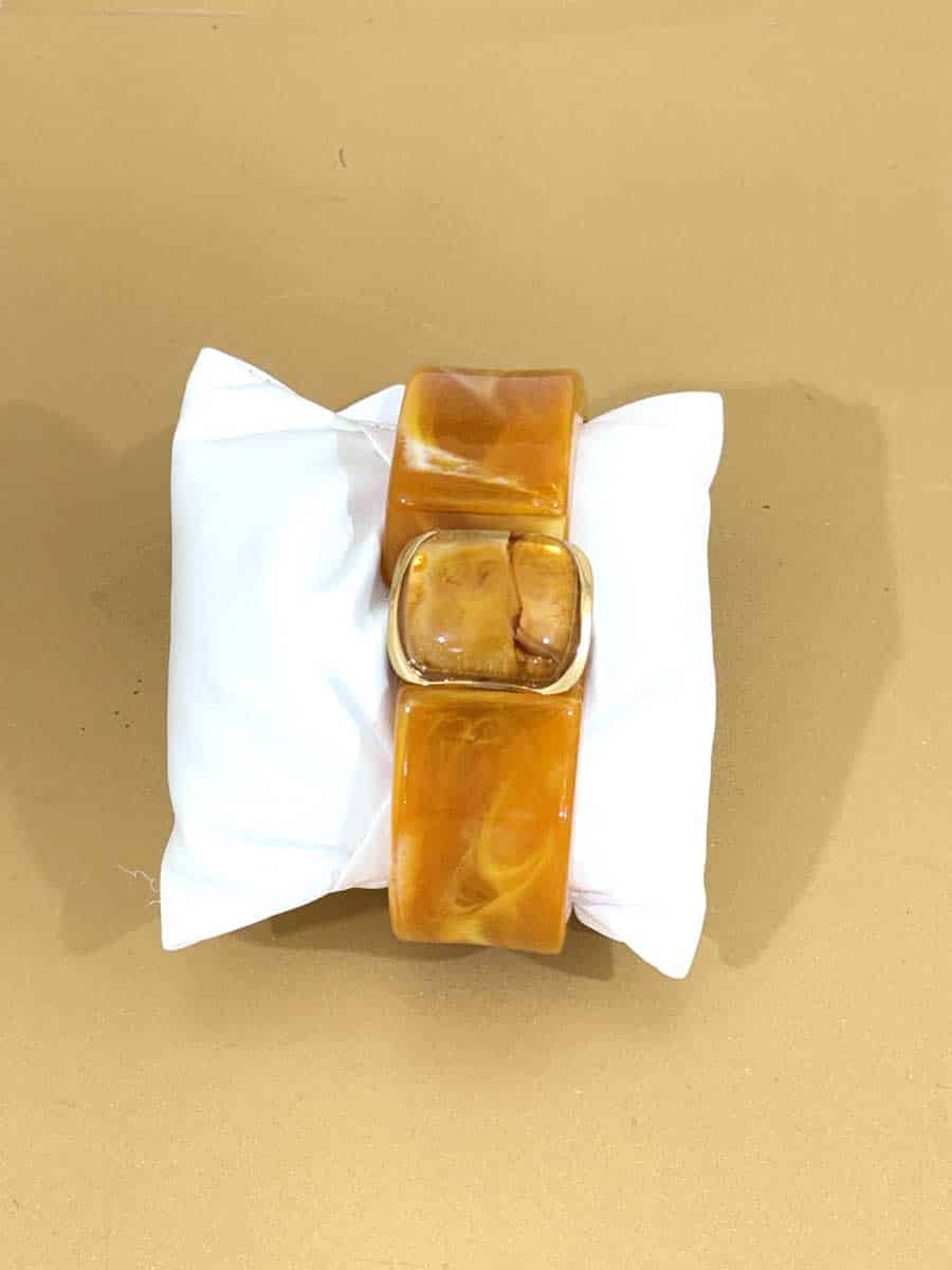 BRACCIALE RIGIDO CON CLIP E FIBBIA DORATA ART.3623 - ARANCIO