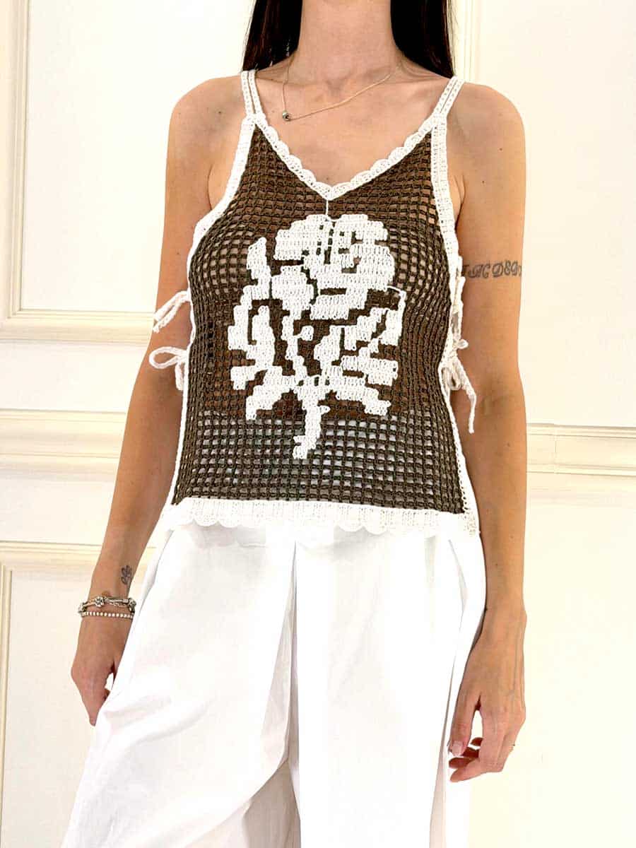 GILET CROCHET ART. D74866 - TENSIONE IN - MORO