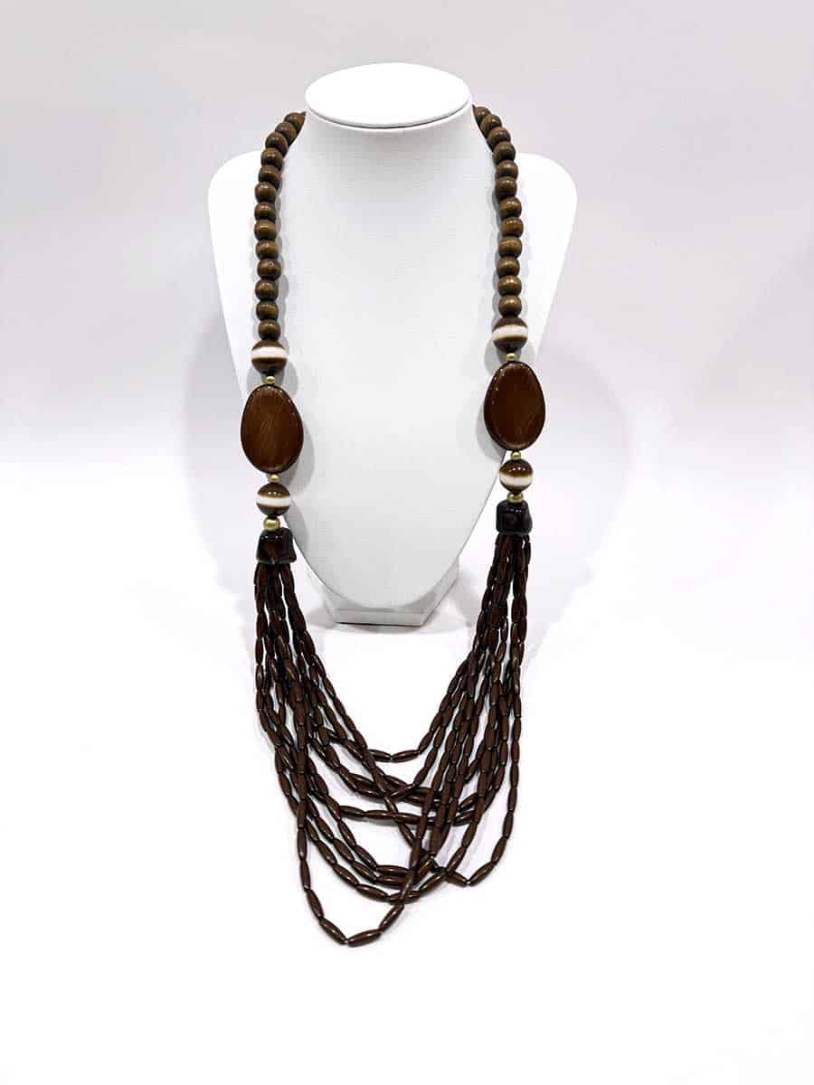 COLLANA MULTIFILO NEI TONI DEL MARRONE ART. 6540