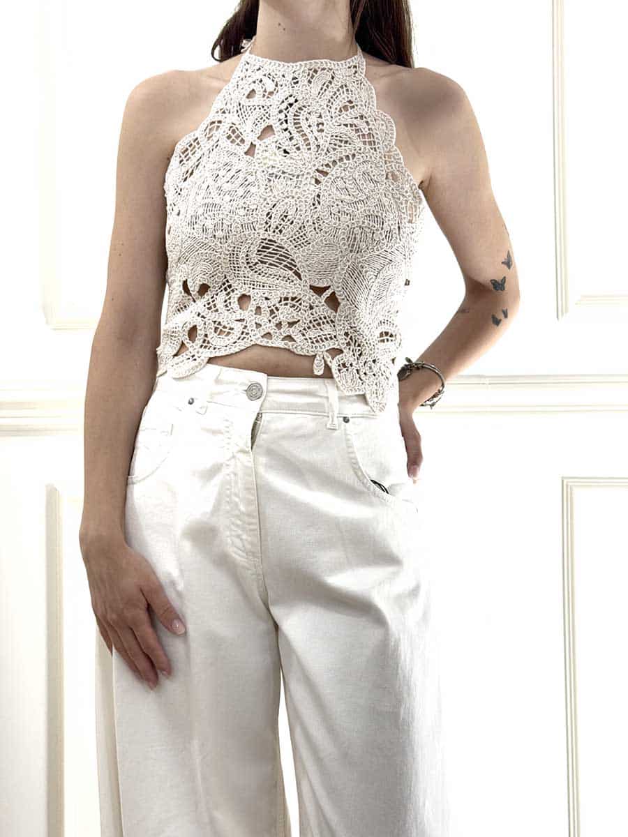 TOP CROCHET ART. 5AB5031 - VICOLO - NATURALE