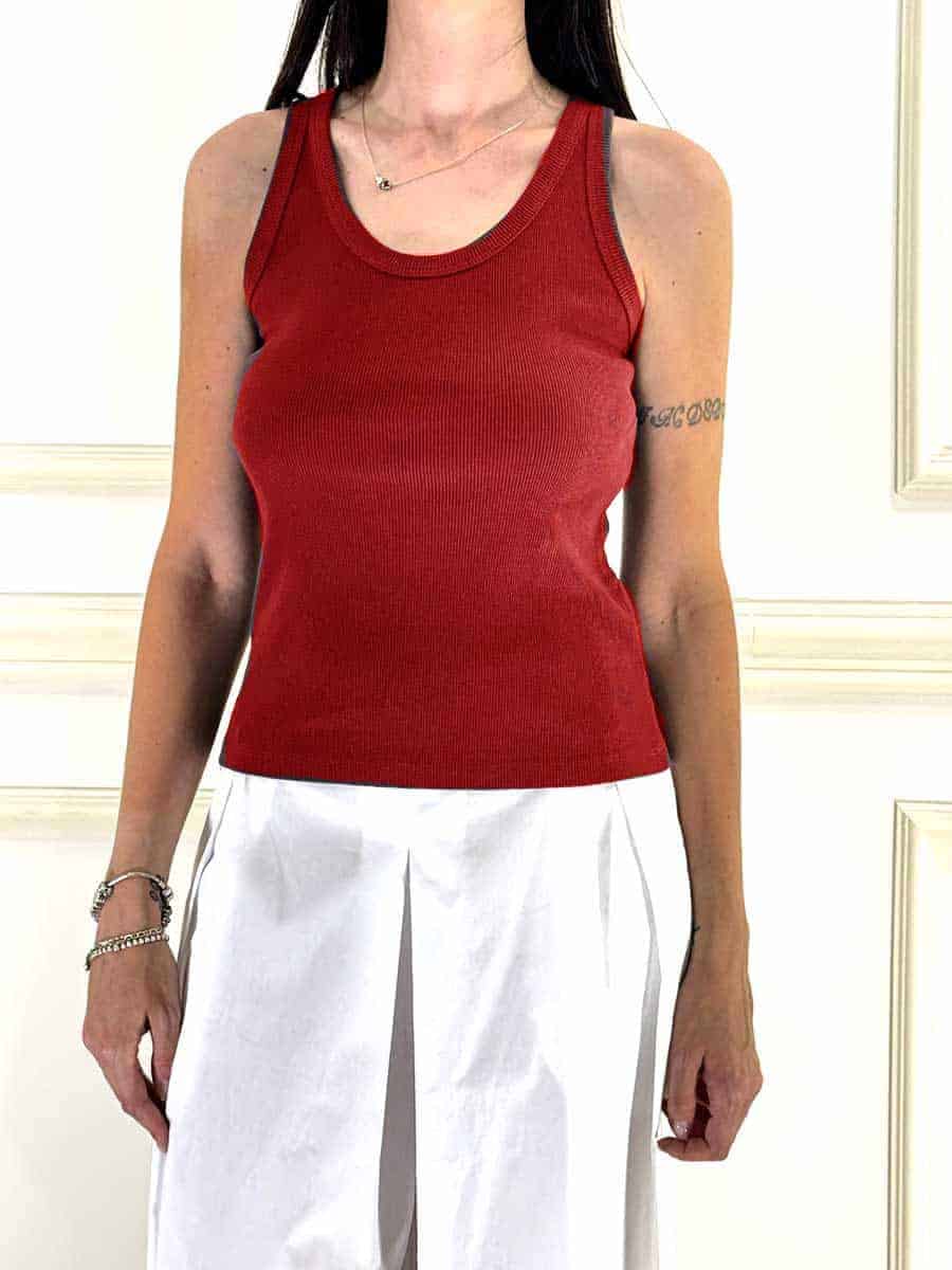 CANOTTA BASICA A COSTINE ART. 9606 - TENSIONE IN - ROSSO