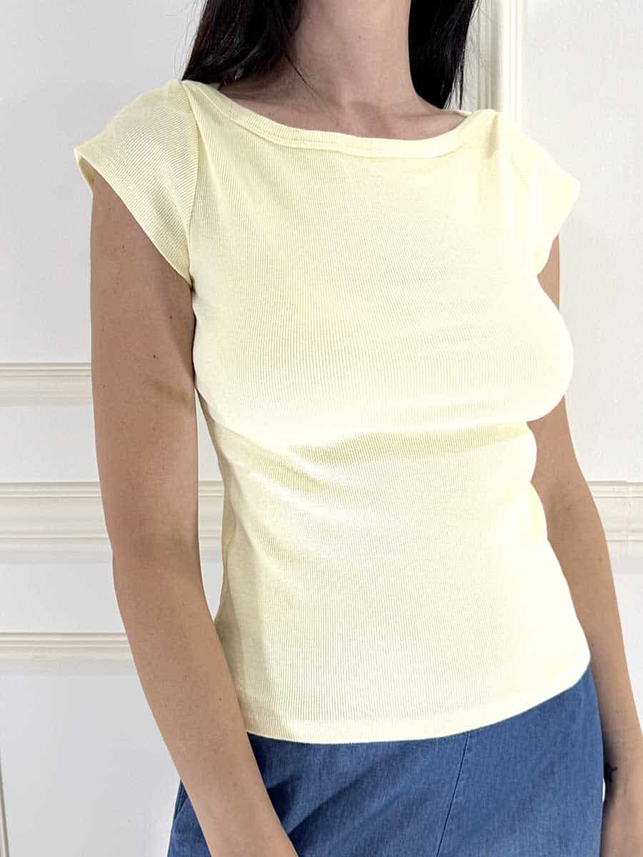 T-SHIRT SCOLLO BARCA MANICA CORTA ART. 21004 - TENSIONE IN - GIALLO