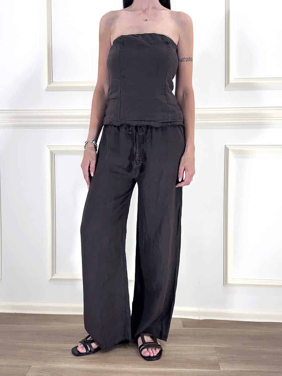 PANTALONE IN LINO SFRANGIATO ART. S26PL22 - TENSIONE IN