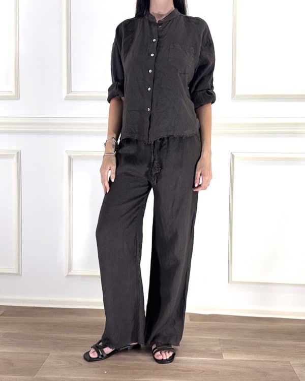 CAMICIA IN LINO SFRANGIATA ART. S26CD54 - TENSIONE IN