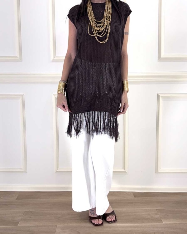 MAGLIA LUNGA A CROCHET CON FRANGE ART. A223A103X - DIXIE