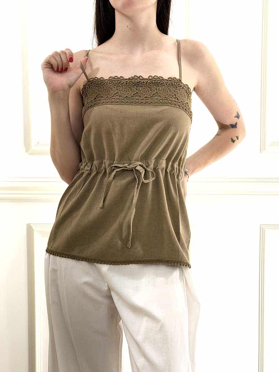 TOP CON SPALLINE SOTTILI E DETTAGLI IN PIZZO ART. R648A094 - DIXIE