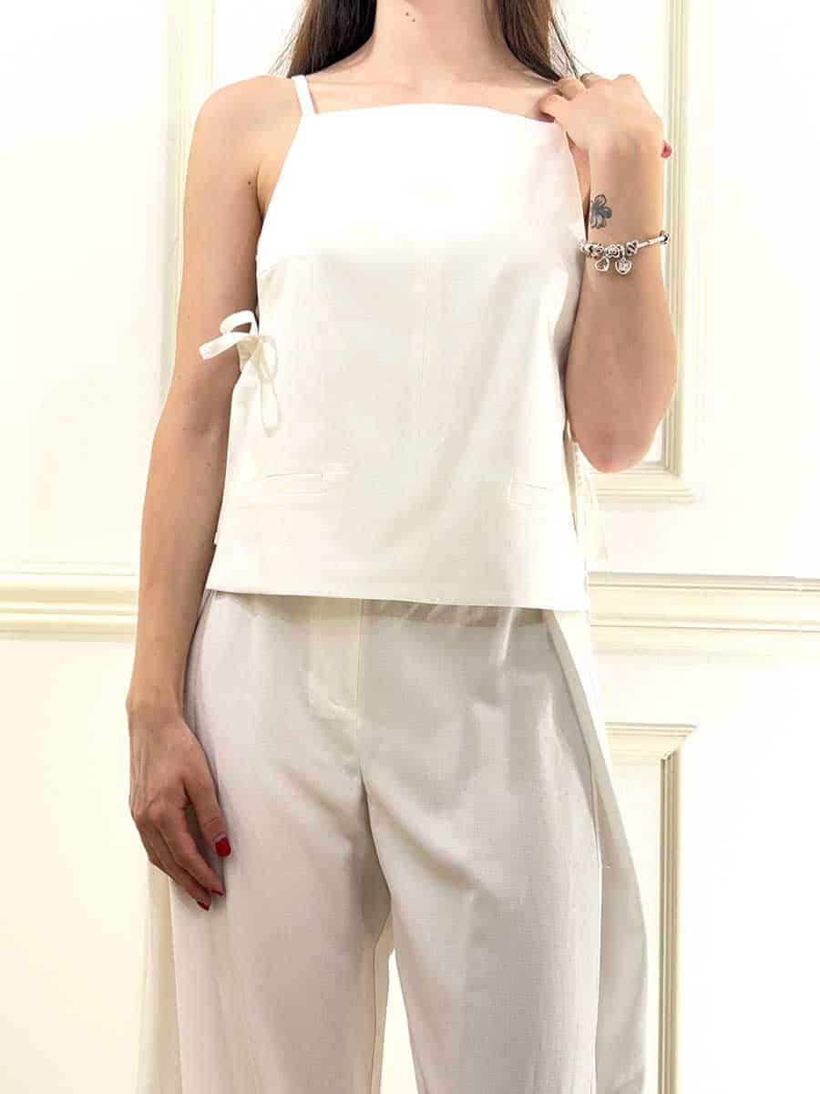 TOP SPALLINE SOTTILI CON LACCI LATERALI ART. L845A028 - DIXIE - BIANCO, S