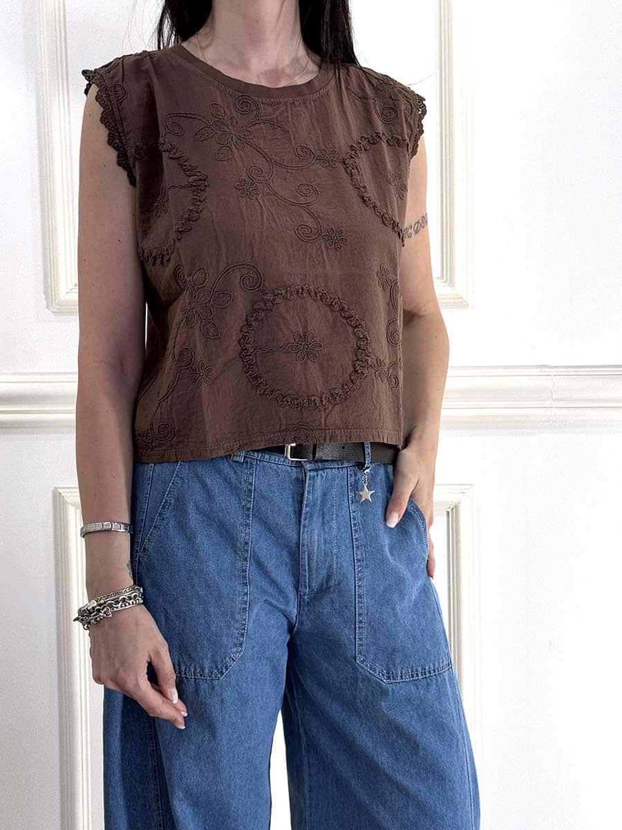 MAGLIA RICAMI ART. 2735 - SUSY MIX - CIOCCOLATO