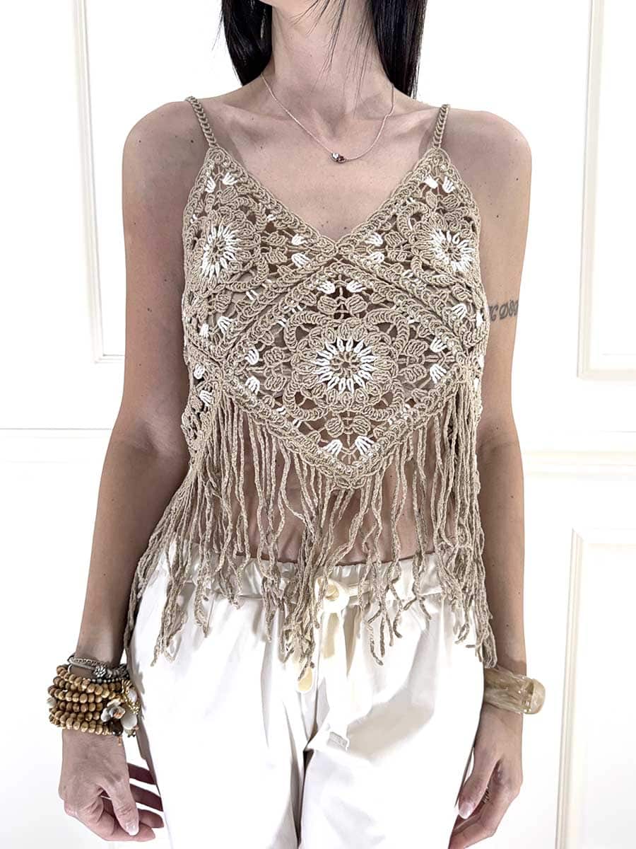 TOP CROP CROCHET ART. 5AB5033 - VICOLO - DESERTO/NATURALE