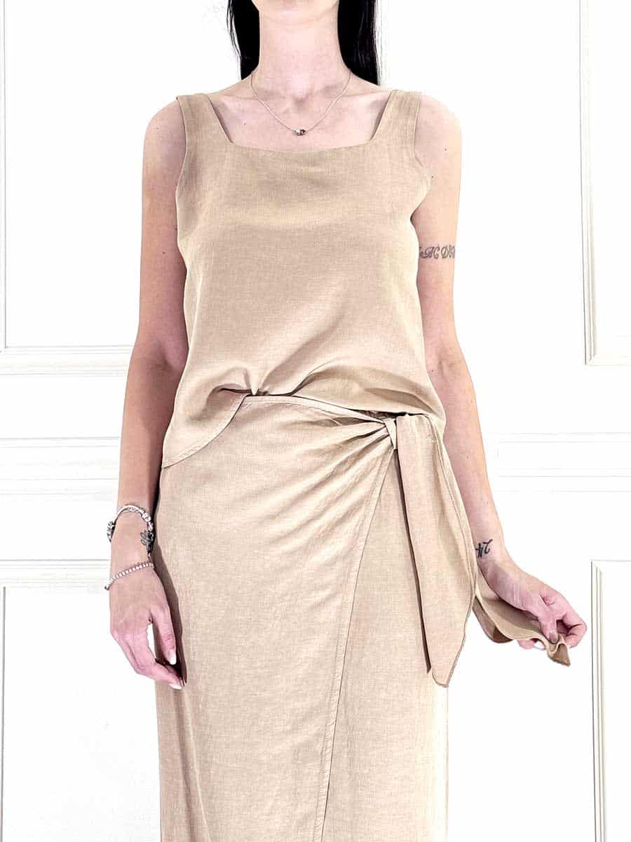 TOP CROP MISTO LINO ART. TAB2936 - VICOLO - M