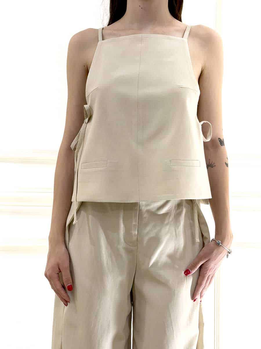 TOP SPALLINE SOTTILI CON LACCI LATERALI ART. L845A028 - DIXIE - NATURALE, S