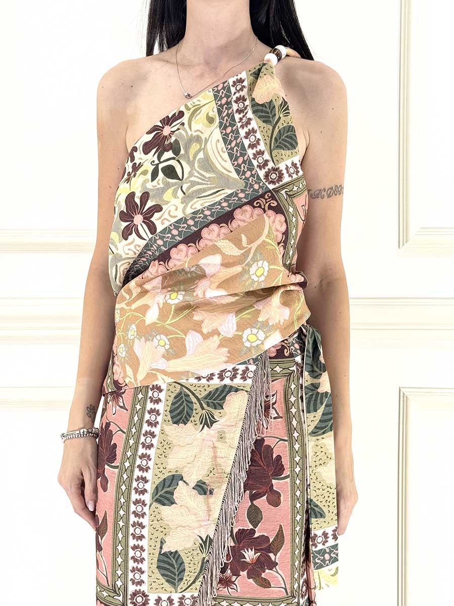 TOP STAMPATO ASIMMETRICO CON NODO E SPALLINA ART. RBCT1T0 - DIXIE - M