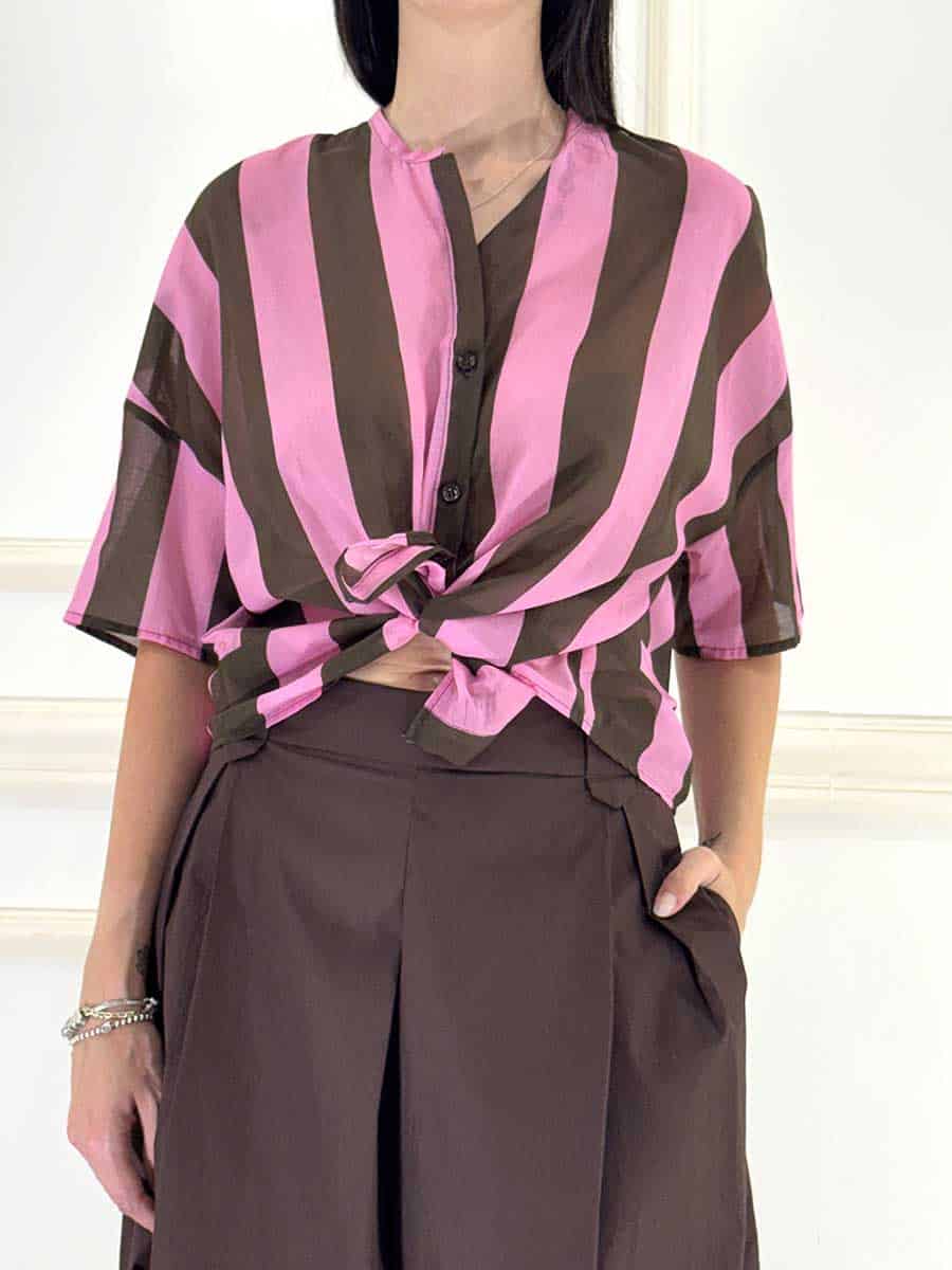 CAMICIA A RIGHE ROSA E MORO ART. TAB3143 -VICOLO