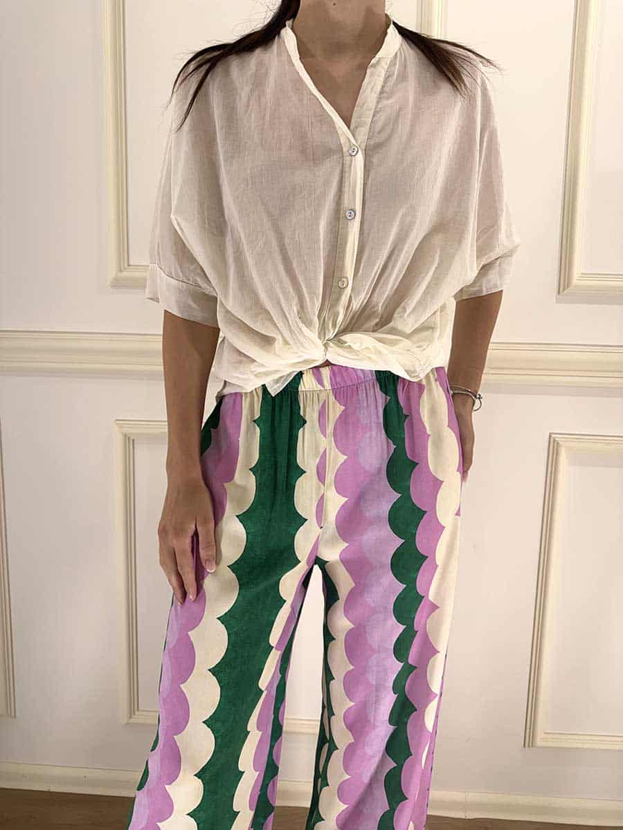 CAMICIA CORTA CON NODO FRONTALE E MANICHE AMPIE ART. C239A144 - DIXIE - BURRO, M