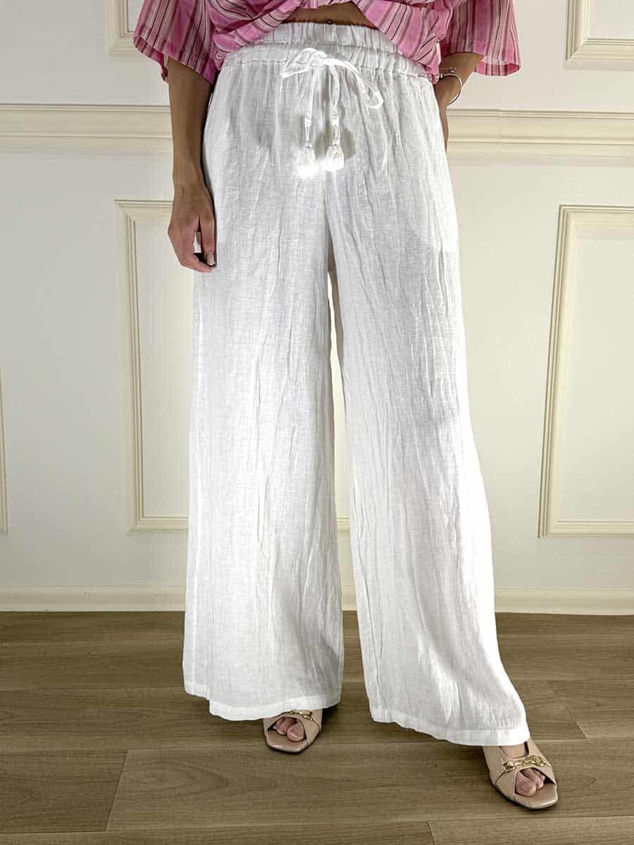 PANTALONE PALAZZO IN LINO ART. S26PL43 -TENSIONE IN