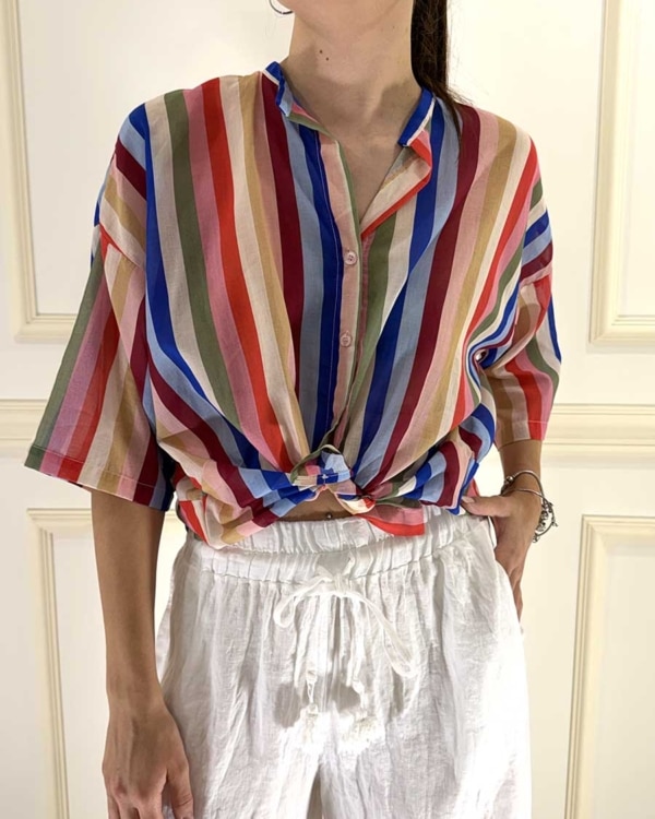 CAMICIA RIGHE MULTICOLOR ART. PE260487 -TENSIONE IN
