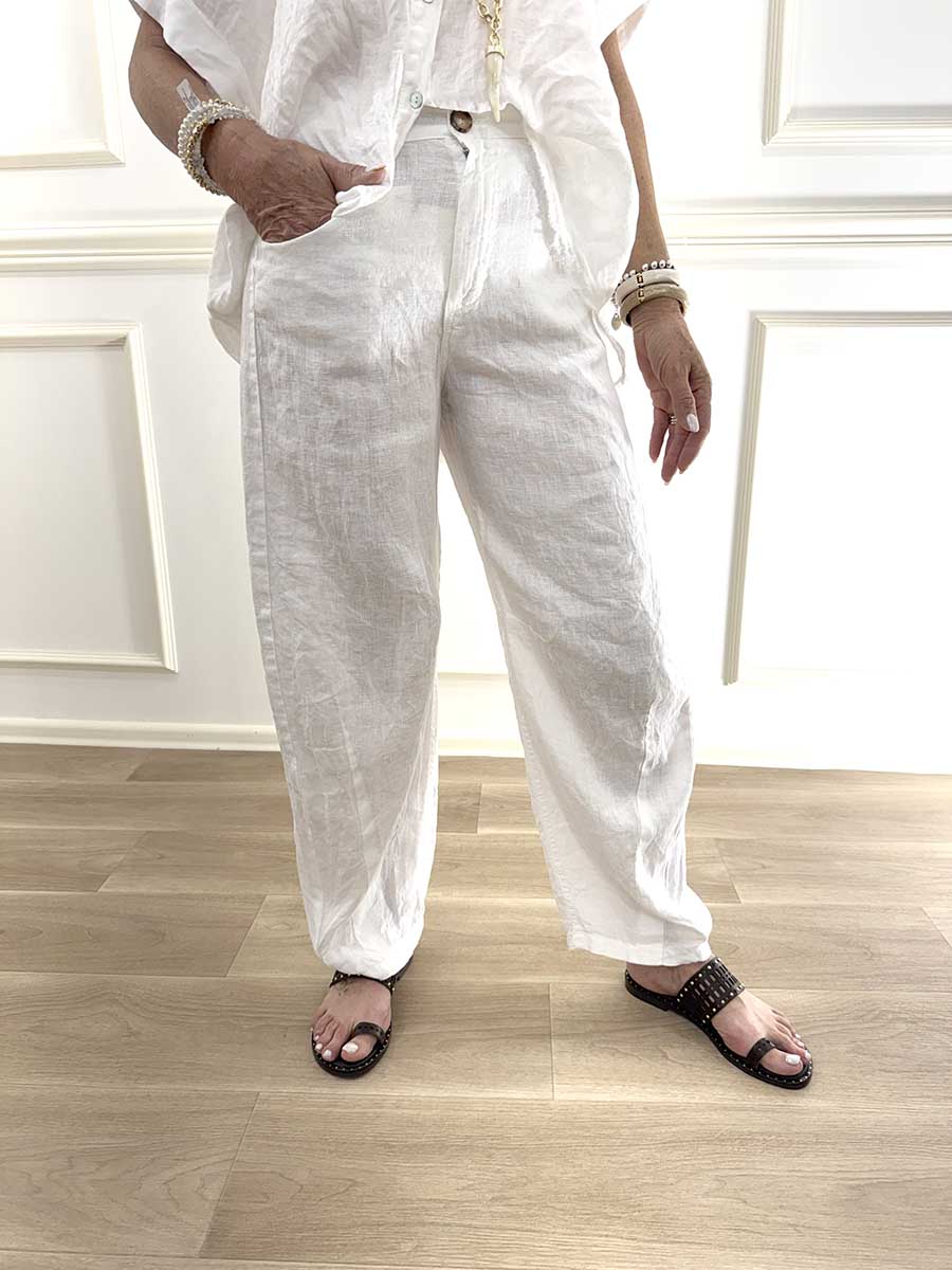 PANTALONE BARREL IN LINO ART. S26PE58 - TENSIONE IN