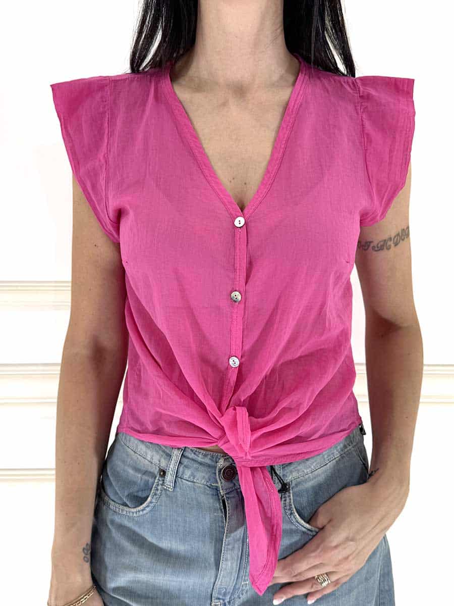 CAMICIA SMANICATA IN MUSSOLA ART. H094C35R-PE26 - TENSIONE IN - bouganville, M