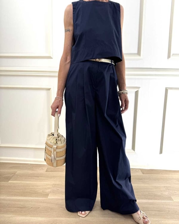 COMPLETO TOP E PANTALONE ART. 26t5031 - tensione in - Blu, M