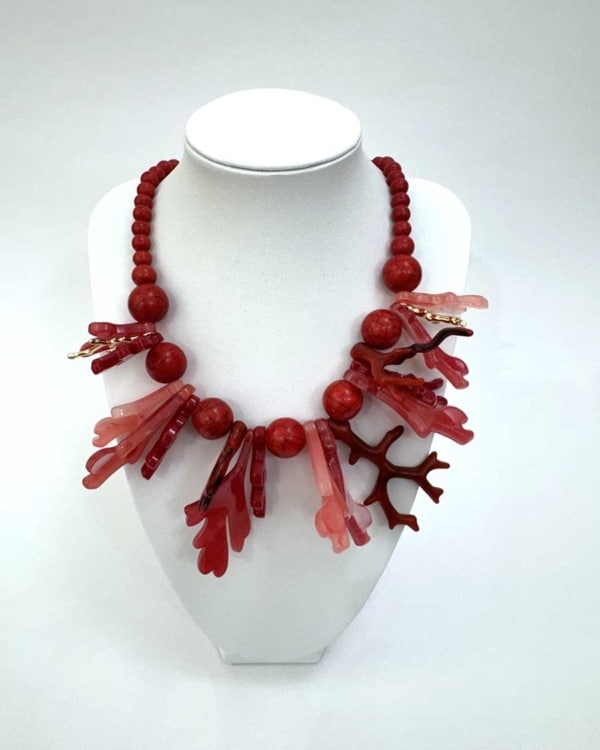 COLLANA CON SIMIL  CORALLI ROSSO ART. 4257