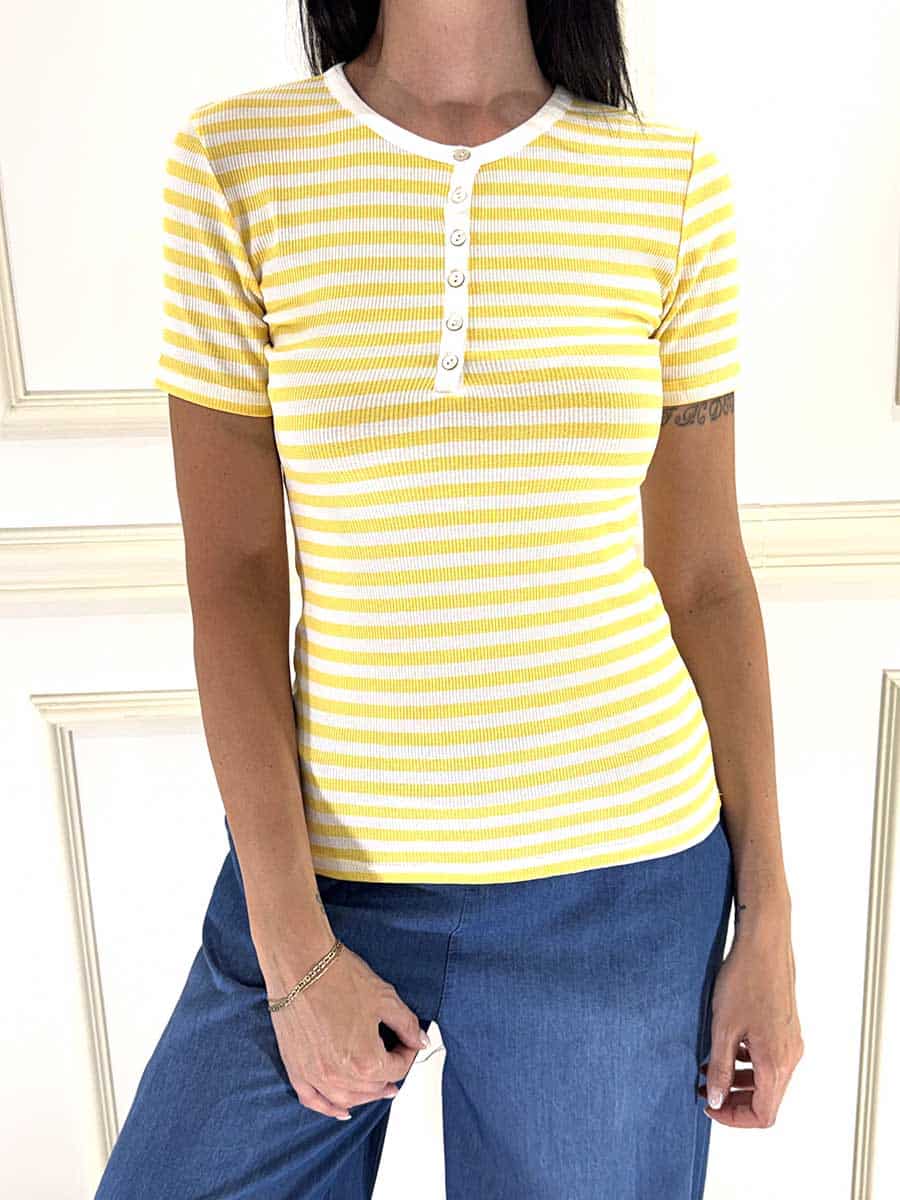 T-SHIRT SERAFINO ART. 1315J - MOTEL - giallo/panna