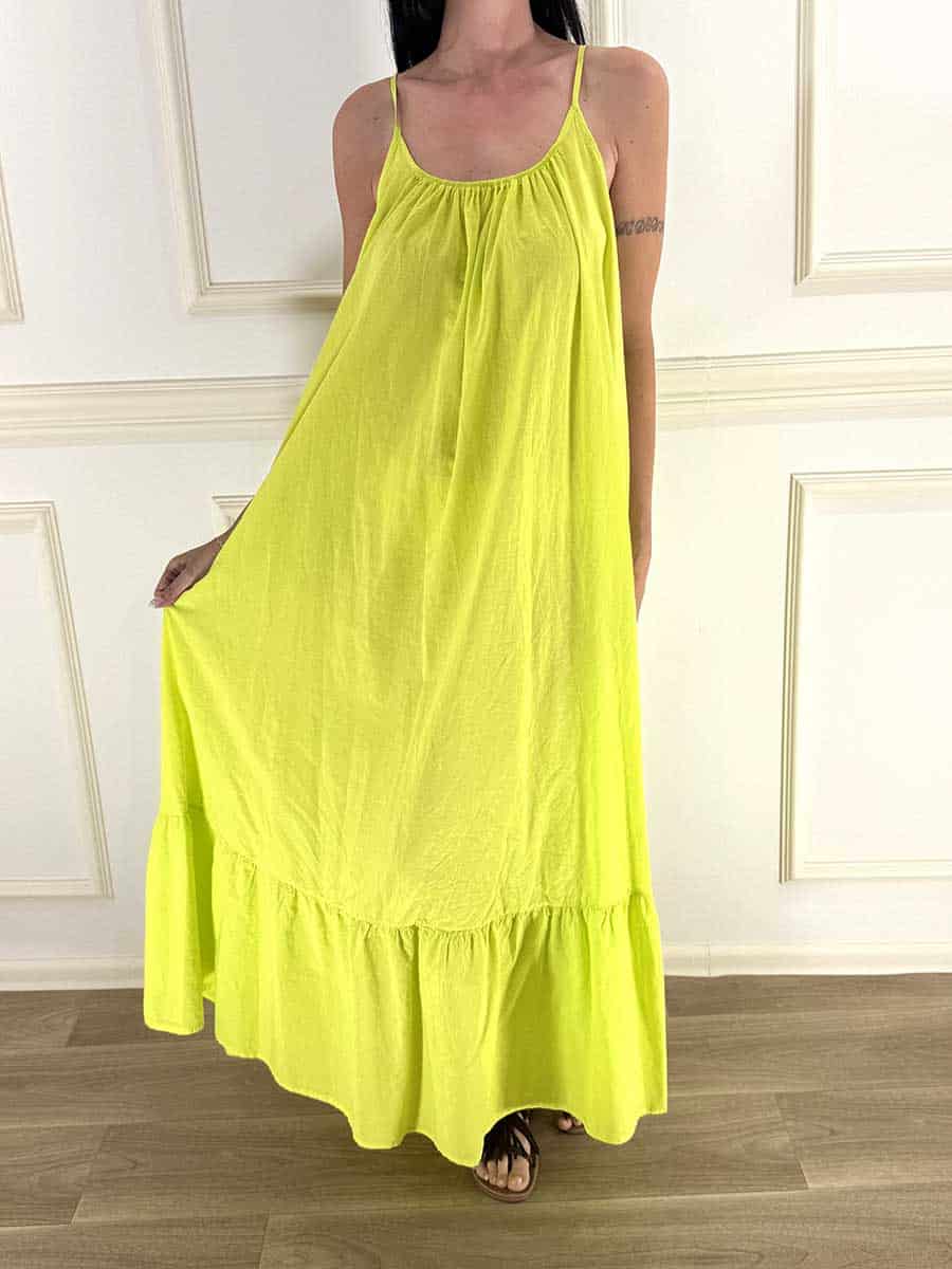 ABITO IN MUSSOLA CON BRETELLE REGOLABILI ART. G509A21Q - MOTEL - LIME
