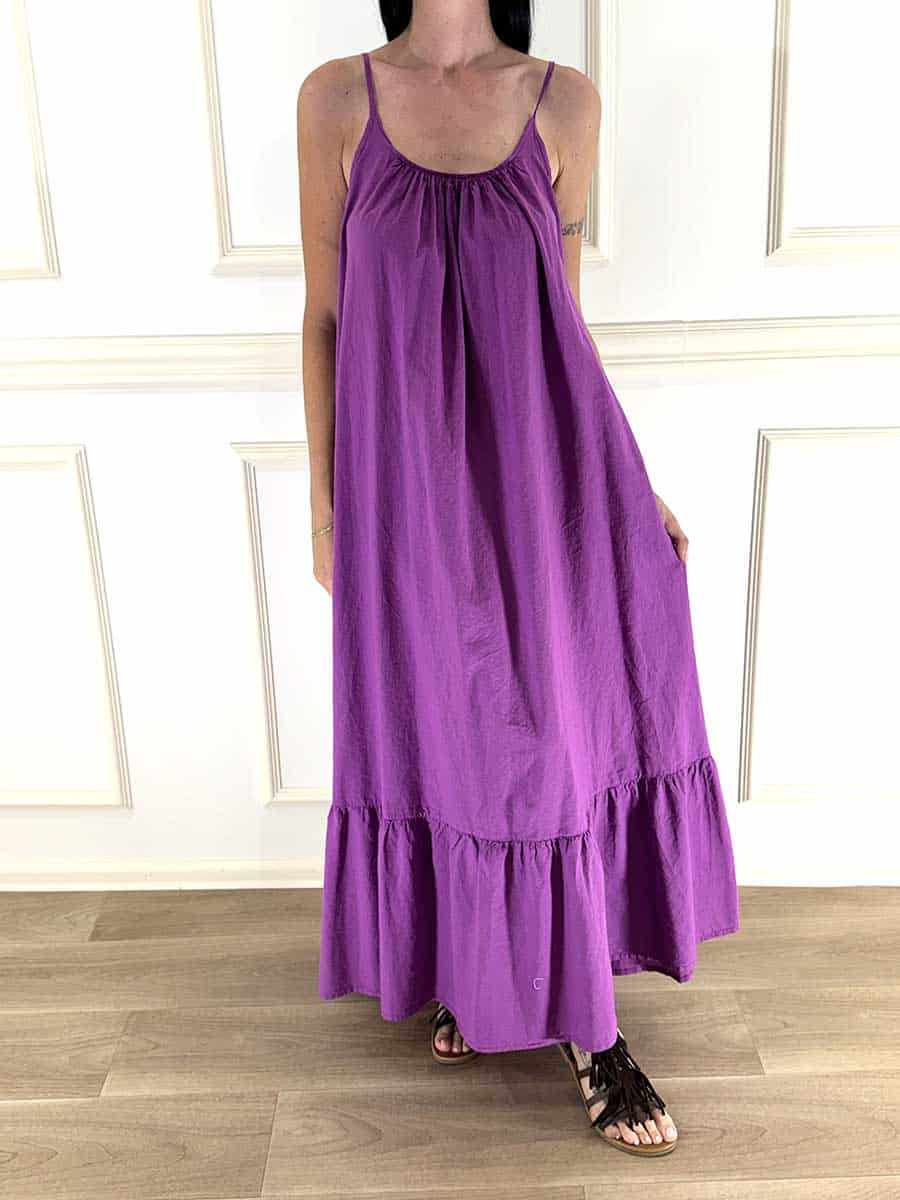 ABITO IN MUSSOLA CON BRETELLE REGOLABILI ART. G509A21Q - MOTEL - VIOLA