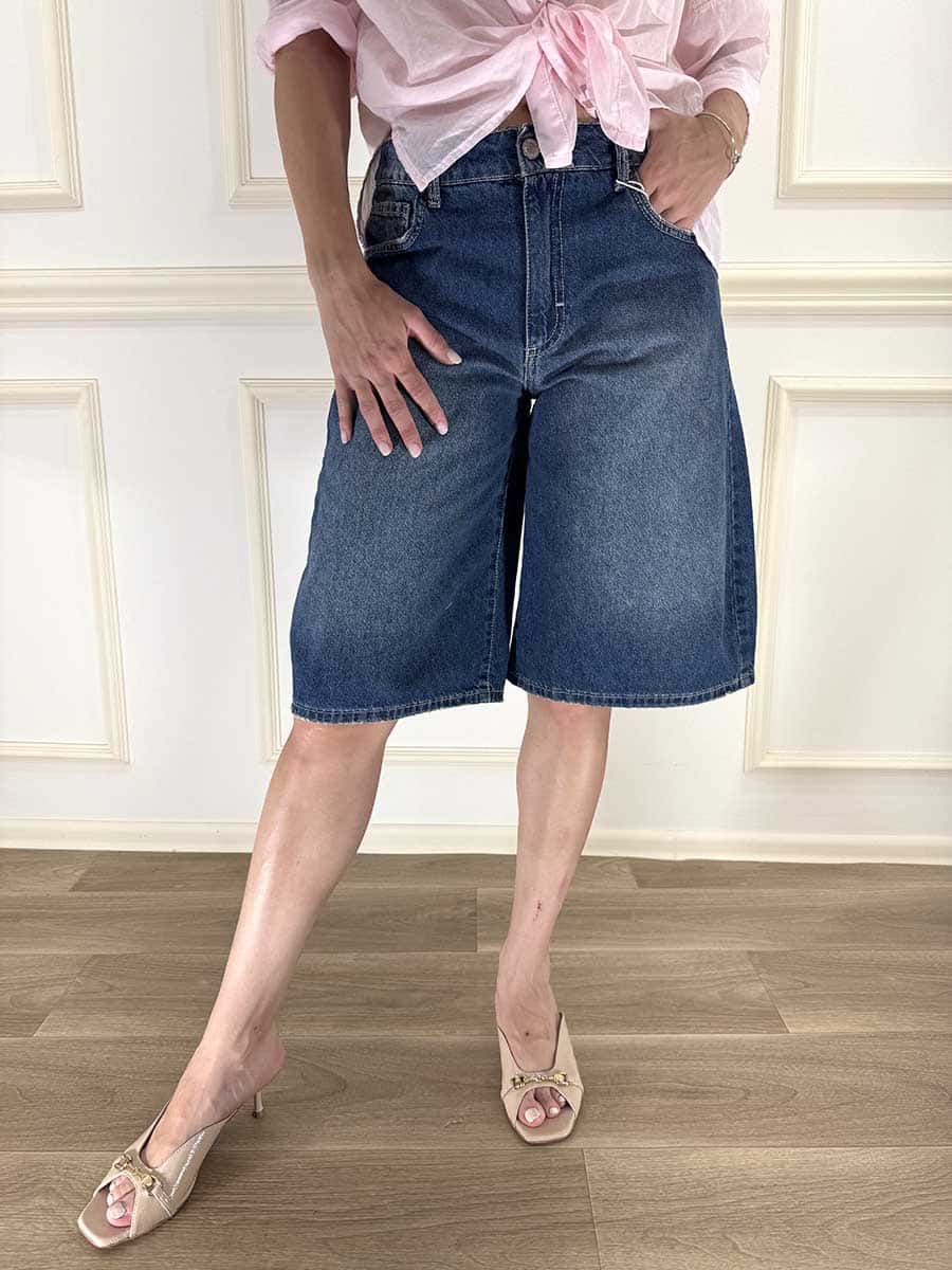 BERMUDA IN DENIM WIDE LEG ART. BL561-661B -MOTEL