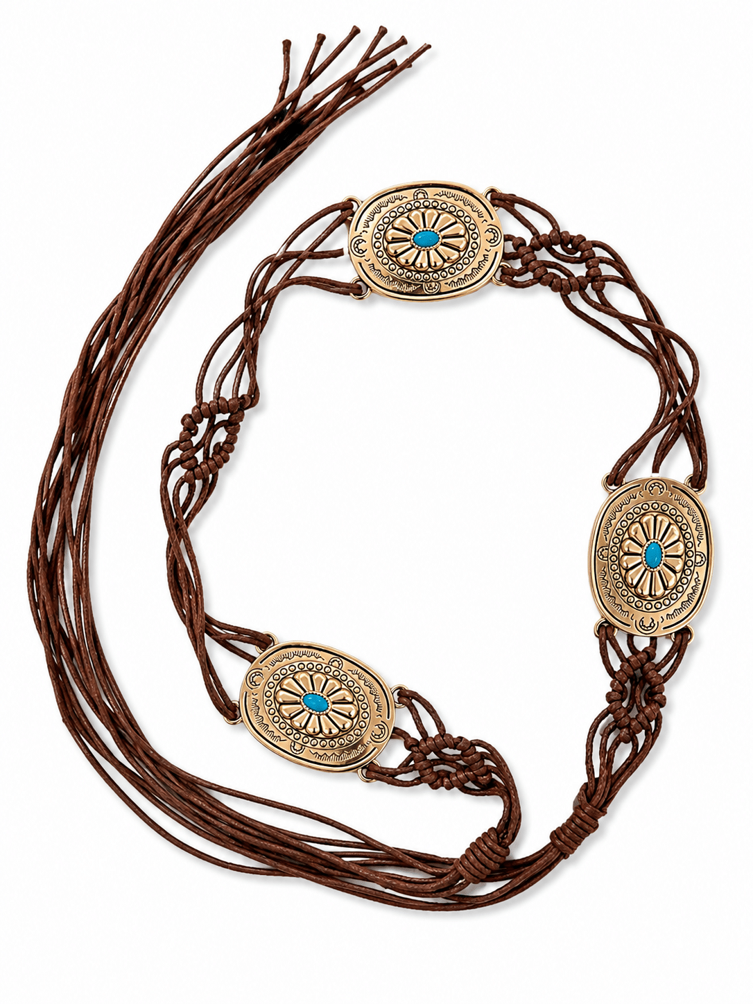CINTURA BOHO CON PLACCHE TURCHESI ART. 8330 - CIOCCOLATO